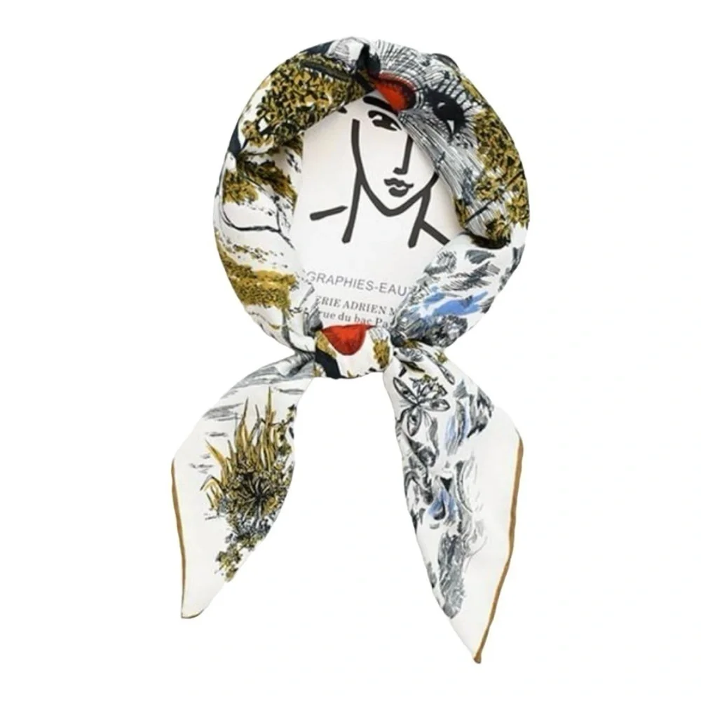 Hand Rolled CD Scarf Luxury Designer Forest Animal Print with hearts Size 34x34